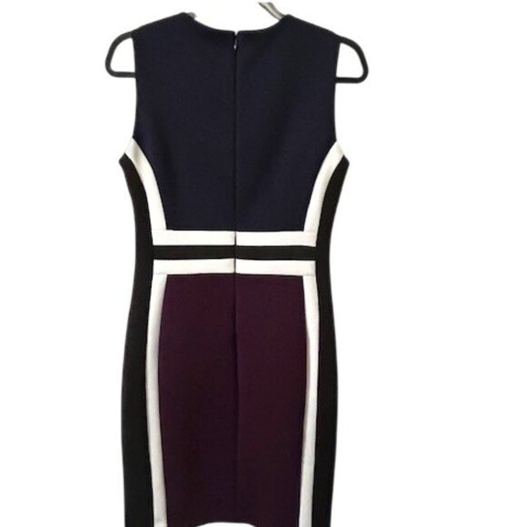 Calvin Klein Color Block Sleeveless Sheath Dress - Size 8 - Picture 3 of 4